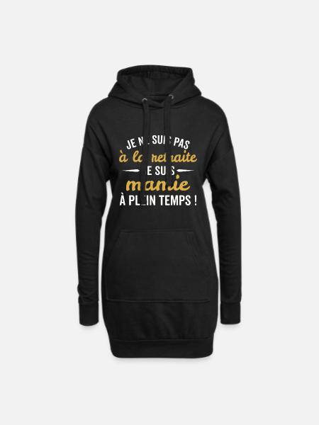 je suis mamie à la retraite - Sweat-shirt à capuche long Femme - noir