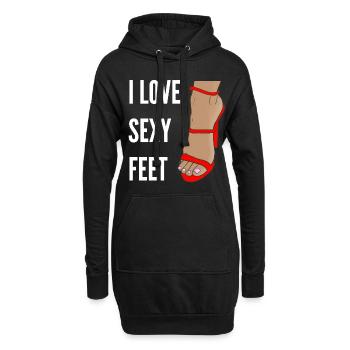 I love sexy Feet - Hoodie-Kleid - Schwarz - Vorne