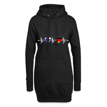 Finnland Deutschland Flagge Herz Wappen Herzschlag - Hoodie-Kleid - Schwarz - Vorne