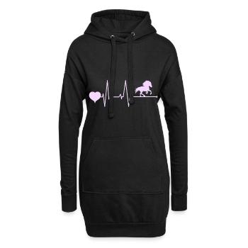 Cheval islandais tölt heartbeat pink pour cavalier - Sweat-shirt à capuche long Femme - noir - Devant