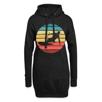 Kitesurfen Kite Kiten Surfen Sport Silhouette - Hoodie-Kleid - Schwarz - Vorne