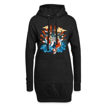 Poisson rouge carpe koi Japon - Sweat-shirt à capuche long Femme - noir - Devant