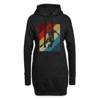 Handball Kreisläufer Sprungwurf Streifen Retro - Hoodie-Kleid - Schwarz - Vorne
