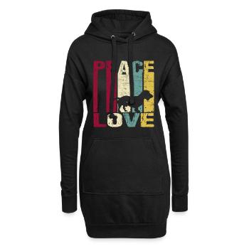 Dachshund Rauhaardackel Peace Love Retro Spruch - Hoodie-Kleid - Schwarz - Vorne