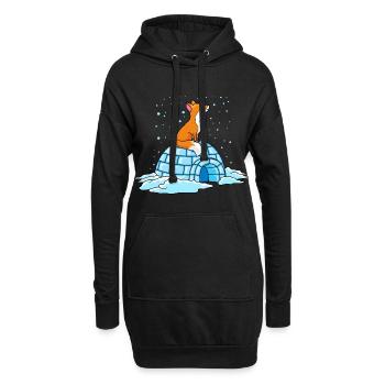 fuchs iglu winter ploar comic - Hoodie-Kleid - Schwarz - Vorne