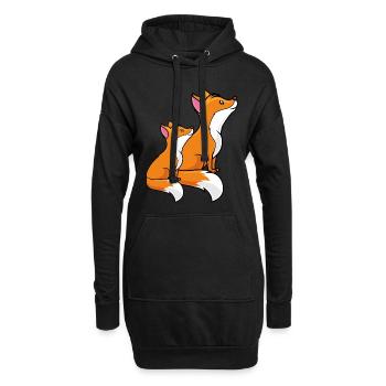 renard dessin animé enfant bébé - Sweat-shirt à capuche long Femme - noir - Devant