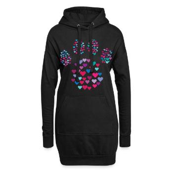 Tatzen-Druck-Herz-Geschenk-Idee Hund Liebhaber Paw - Hoodie-Kleid - Schwarz - Vorne