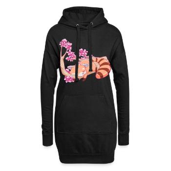 Vintage Red Panda japanische Kirschblütenblume - Hoodie-Kleid - Schwarz - Vorne