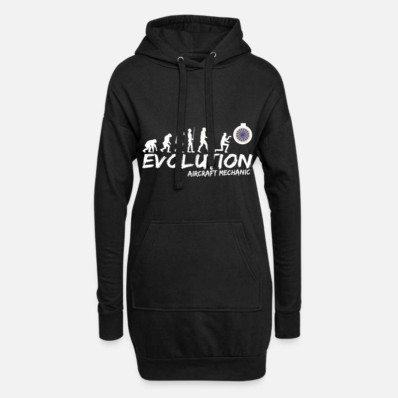 Flugzeug Mechaniker Wartung Evolution Lustig - Hoodie-Kleid - Schwarz