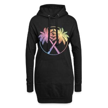 tour de palme coloré - Sweat-shirt à capuche long Femme - noir - Devant