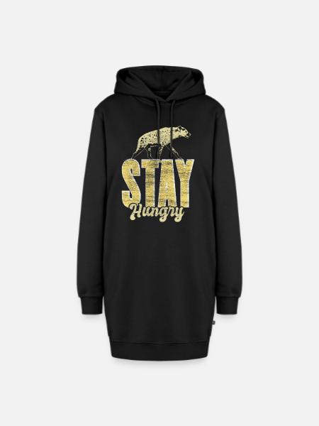 Hyäne Lachen Tiere Geschenk - Hoodie-Kleid - Schwarz