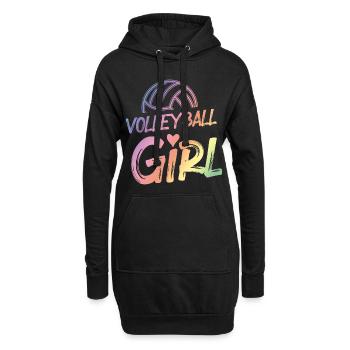 Volleyball filles coeur coloré - Sweat-shirt à capuche long Femme - noir - Devant