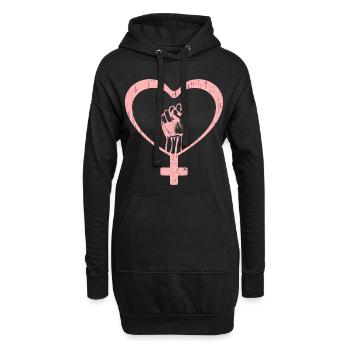 Journée des femmes Droits Égalité - Sweat-shirt à capuche long Femme - noir - Devant