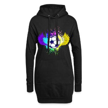 Fussball Logo Wappen Krone Bunt - Hoodie-Kleid - Schwarz - Vorne