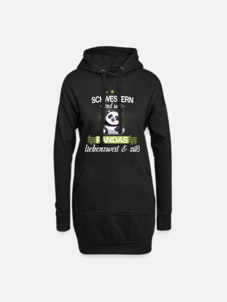 Große Schwester kleine Schwester Panda Spruch - Hoodie-Kleid - Schwarz