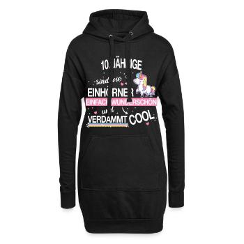 Geburtstag 10 Geburtstag Einhorn Spruch Party - Hoodie-Kleid - Schwarz - Vorne