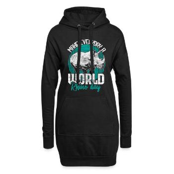 Nashorn Rhino Tiere - Hoodie-Kleid - Schwarz - Vorne
