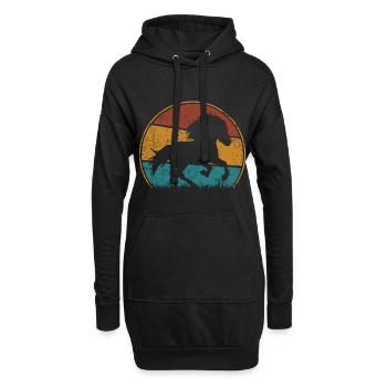 Islandpferd Retro Vintage Grunge Silhouette - Hoodie-Kleid - Schwarz - Vorne