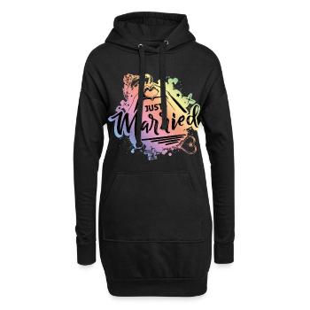 Just Married Love - Sweat-shirt à capuche long Femme - noir - Devant