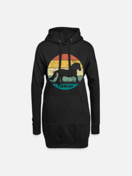 Tinker Pferd Vintage Retro - Hoodie-Kleid - Schwarz