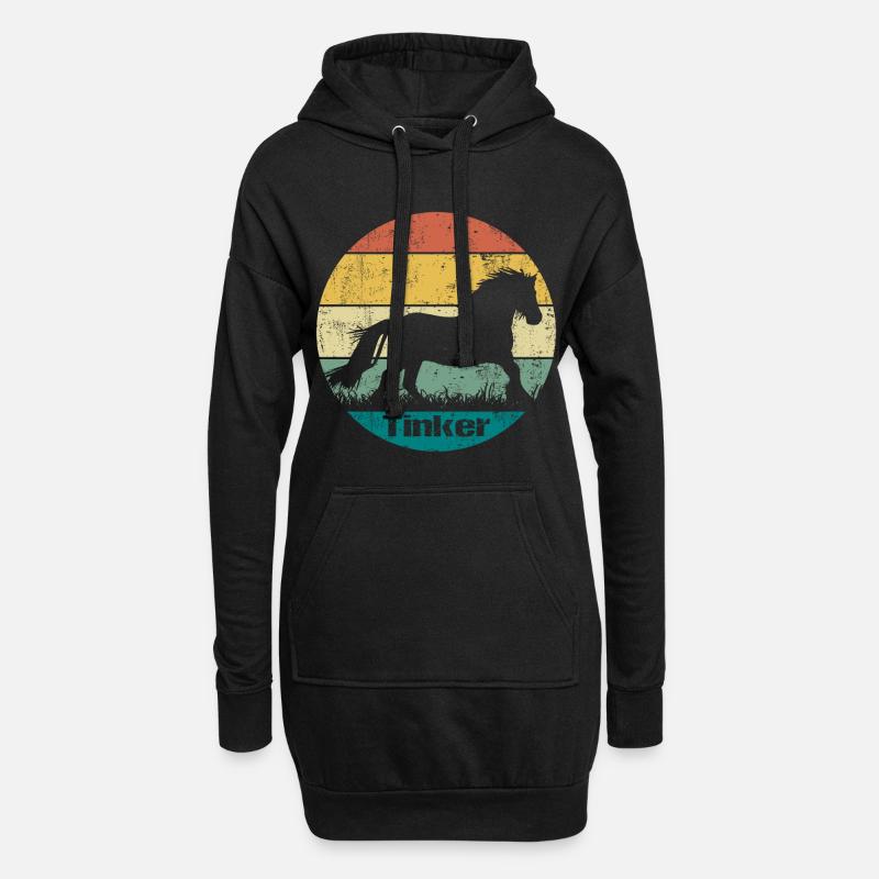 Tinker Pferd Vintage Retro - Hoodie-Kleid - Schwarz