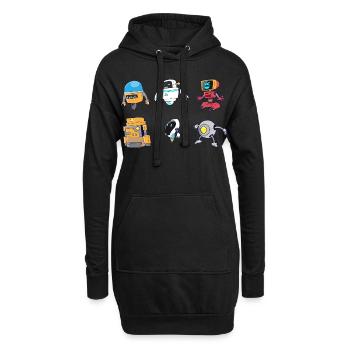 Funny Robot Technology Cute Colorful Robots - Hoodie-Kleid - Schwarz - Vorne