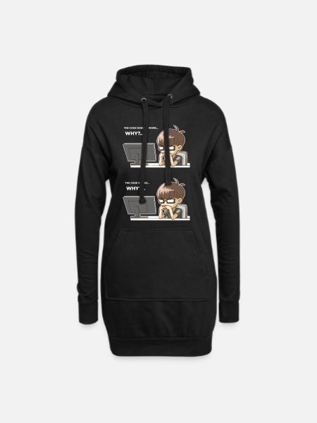 Lustiger Programmiercode funktioniert warum - Hoodie-Kleid - Schwarz