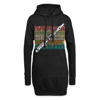 Flûte Musique - Sweat-shirt à capuche long Femme - noir - Devant