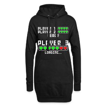 Schwangerschaft verkünden Baby Player 3 Loading - Hoodie-Kleid - Schwarz - Vorne