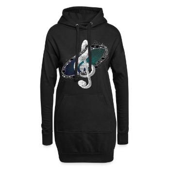 Notenschlüssel Melodie Chor Geschenkidee - Hoodie-Kleid - Schwarz - Vorne
