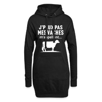 J'peux pas mes vaches m'appellent - Sweat-shirt à capuche long Femme - noir - Devant
