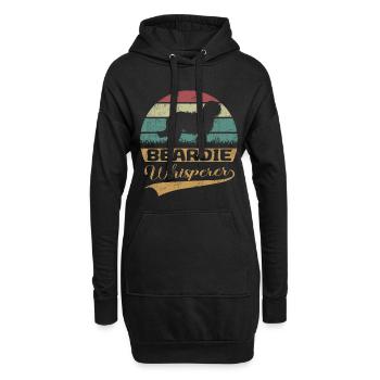 Bearded Collie Beardie Flüsterer - Hoodie-Kleid - Schwarz - Vorne