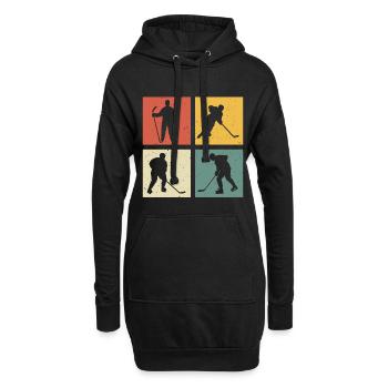 retro hockey t-shirt hockey sur glace - Sweat-shirt à capuche long Femme - noir - Devant