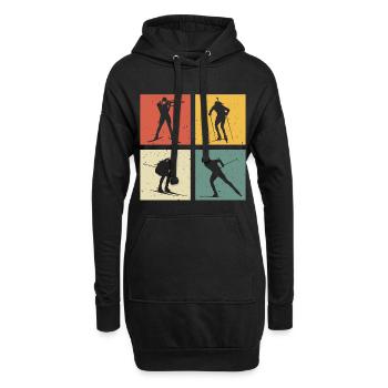 retro biathlon biathlete - Sweat-shirt à capuche long Femme - noir - Devant