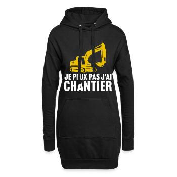 j'peux pas j'ai chantier t-shirt de construction - Sweat-shirt à capuche long Femme - noir - Devant