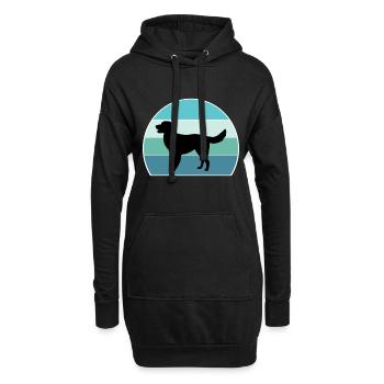 German Longhaired Pointer Dog Silhouette Vintage S - Hoodie Dress - black - Front