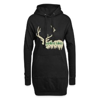 Lustiges Jagdzitat Wild Life Vibes - Hoodie-Kleid - Schwarz - Vorne