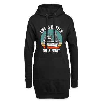 Fishing Quote Vintage Life ist besser auf einem Boot - Hoodie-Kleid - Schwarz - Vorne