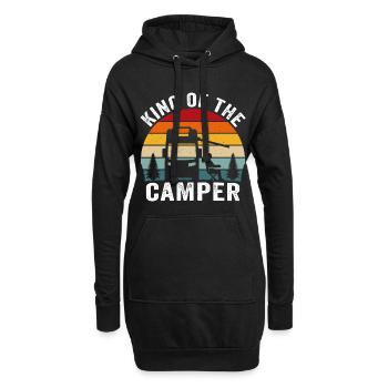 King of the camper funny camper t-shirt camping - Sweat-shirt à capuche long Femme - noir - Devant
