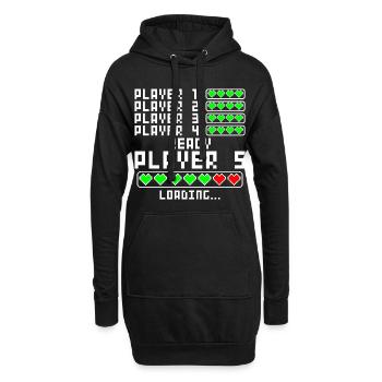 Schwangerschaft verkünden Baby 5 Kind fünf fünftes - Hoodie-Kleid - Schwarz - Vorne