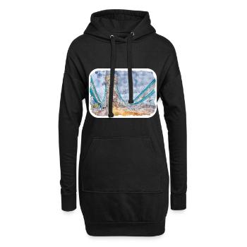 Uk Wahrzeichen Aquarell Skizze Gemälde Illustratio - Hoodie-Kleid - Schwarz - Vorne