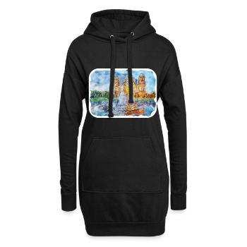 Allemagne Aquarelle Esquisse Dessinée à la main Illustration - Sweat-shirt à capuche long Femme - noir - Devant