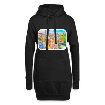 Barcelona Spanien Aquarell Skizze gezeichnet Illustrati - Hoodie-Kleid - Schwarz - Vorne
