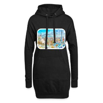 Barcelona Spanien Aquarell Skizze Zeichnung Zeichnung - Hoodie-Kleid - Schwarz - Vorne