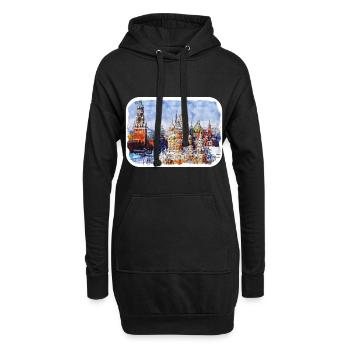 Moscou Russie Aquarelle Esquisse Dessinée Peinture - Sweat-shirt à capuche long Femme - noir - Devant