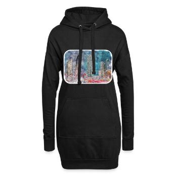 Berlin Allemagne Aquarelle Esquisse Dessinée Peinture - Sweat-shirt à capuche long Femme - noir - Devant