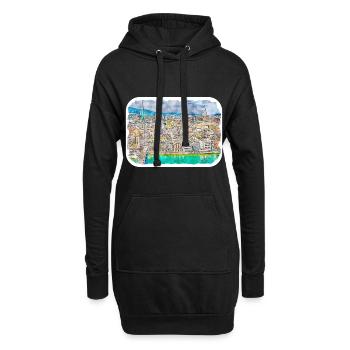 Zürich Schweiz Aquarellskizze gezeichnet Paintin - Hoodie-Kleid - Schwarz - Vorne