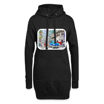 Habana Kuba Aquarell Skizze Gezeichnete Illustration - Hoodie-Kleid - Schwarz - Vorne
