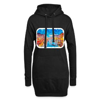 Venedig Italien Aquarell Skizze Illustration - Hoodie-Kleid - Schwarz - Vorne