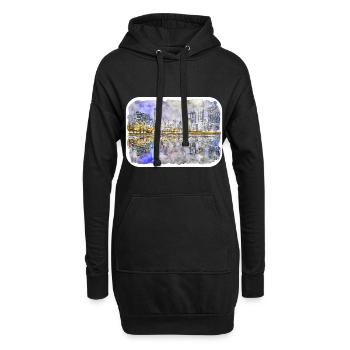 usa, aquarelle, croquis, main, dessiné, illustration - Sweat-shirt à capuche long Femme - noir - Devant